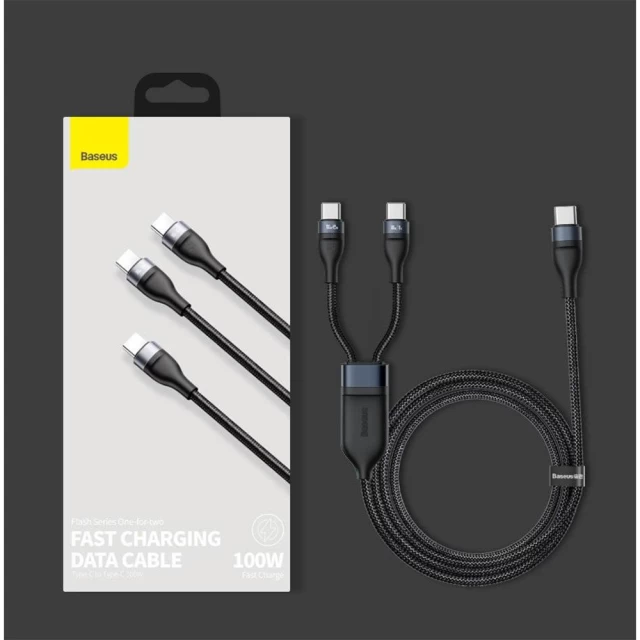 Кабель Baseus Flash 2-in-1 USB-C to USB-C/USB-C 1.5m Black (CA1T2-C01)