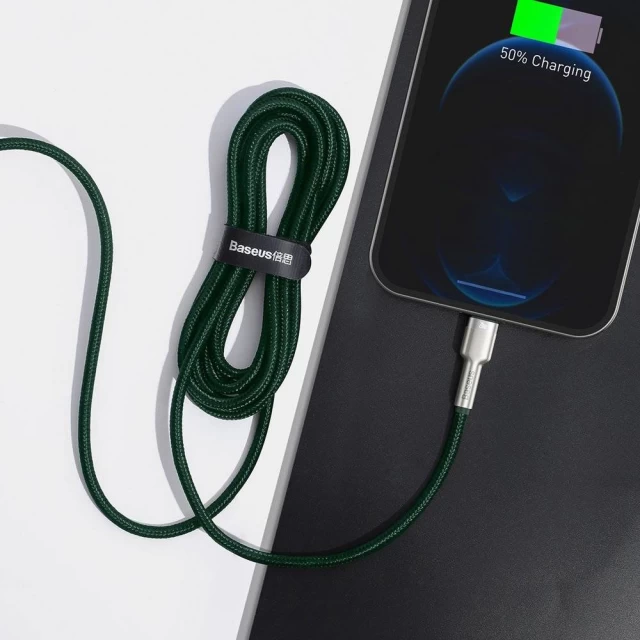 Кабель Baseus Cafule Metal USB-C to Lightning 2m Green (CATLJK-B06)