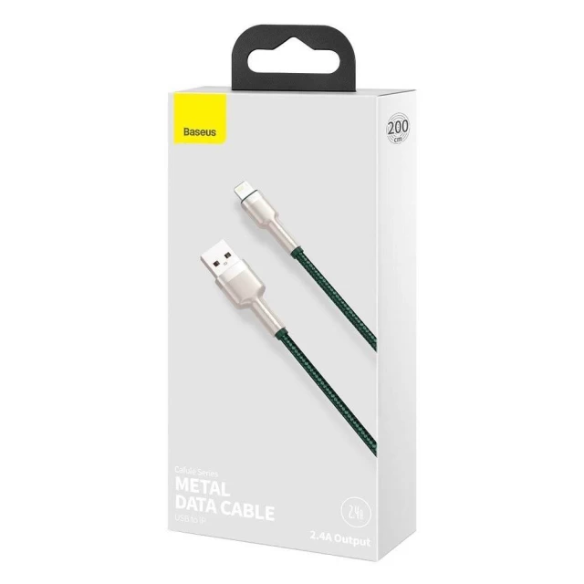 Кабель Baseus Cafule Metal USB-A to Lightning 2m Green (CALJK-B06)