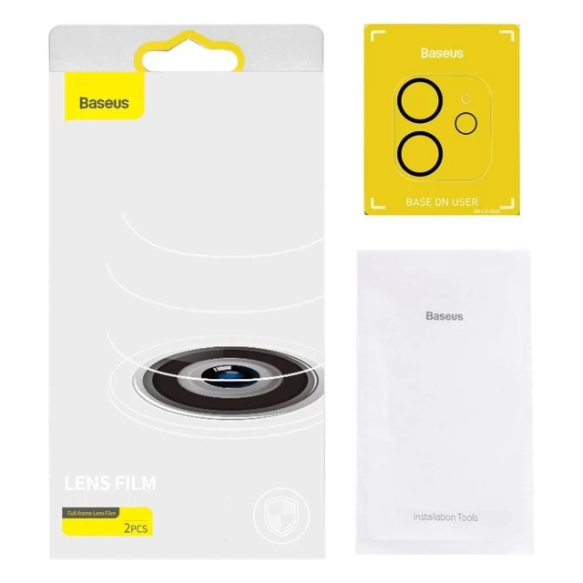 Защитное стекло Baseus для камеры iPhone 12 Full Frame Camera Protector (2 pack) (SGAPIPH61N-AJT02)