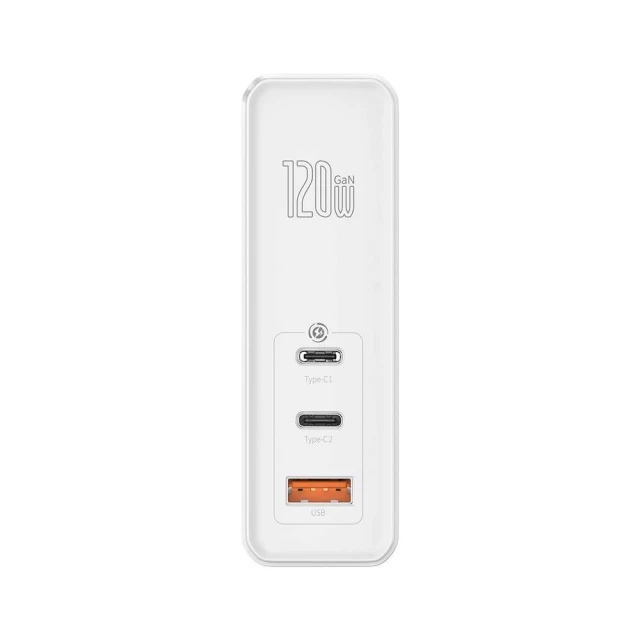 Сетевое зарядное устройство Baseus GaN2 Pro 120W 2xUSB-C | USB-A with USB-C to USB-C Cable 1m White (CCGAN-J02)