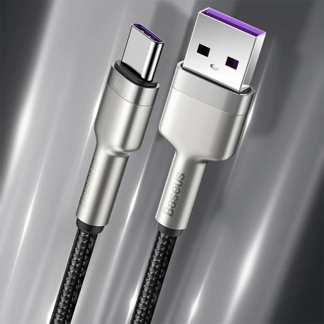 Кабель Baseus Cafule Metal Quick Charge USB-A to USB-C 2m Black (CAKF000201)