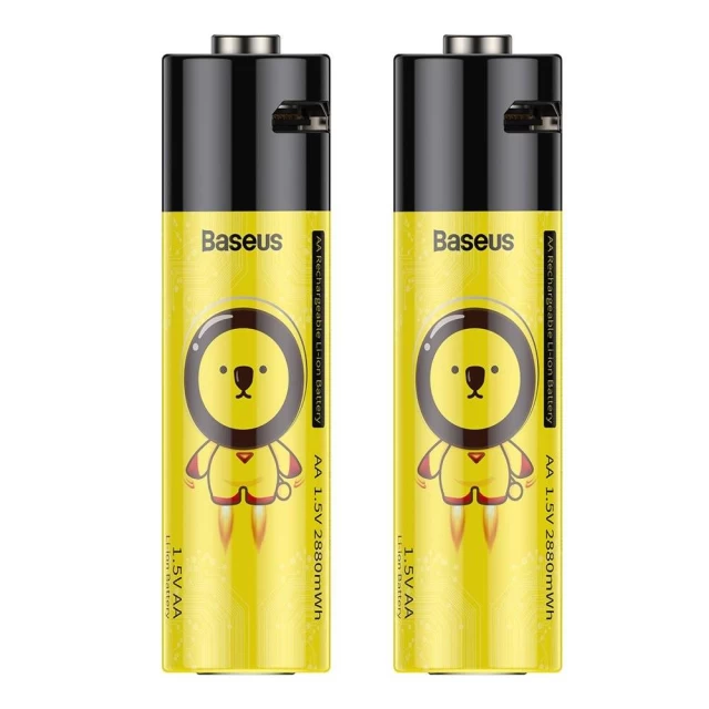 Аккумуляторные батарейки Baseus Rechargeable Li-Ion Battery Micro-USB Black/Yellow (2 Pack) (PCWH000211)