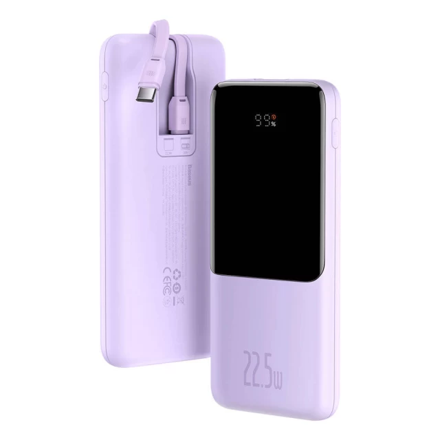 Портативний зарядний пристрій Elf Digital Display 10000 mAh 22.5W USB-C/Lightning Cable Purple (PPJL010005)