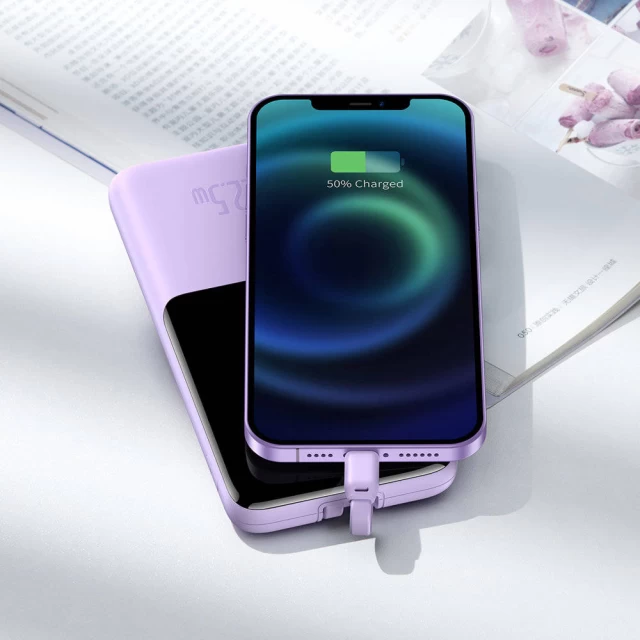 Портативное зарядное устройство Elf Digital Display 10000 mAh 22.5W USB-C/Lightning Cable Purple (PPJL010005)