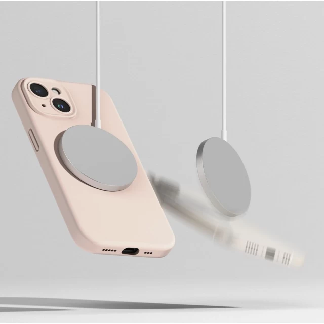 Чохол Ringke Silicone Magnetic для iPhone 15 Pink Sand with MagSafe (8809919309387)