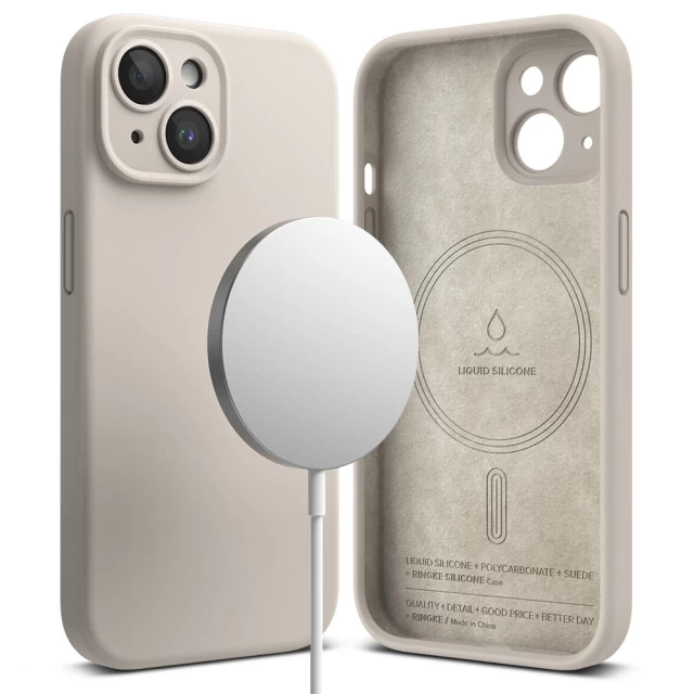 Чохол Ringke Silicone Magnetic для iPhone 15 Stone with MagSafe (8809919309417)