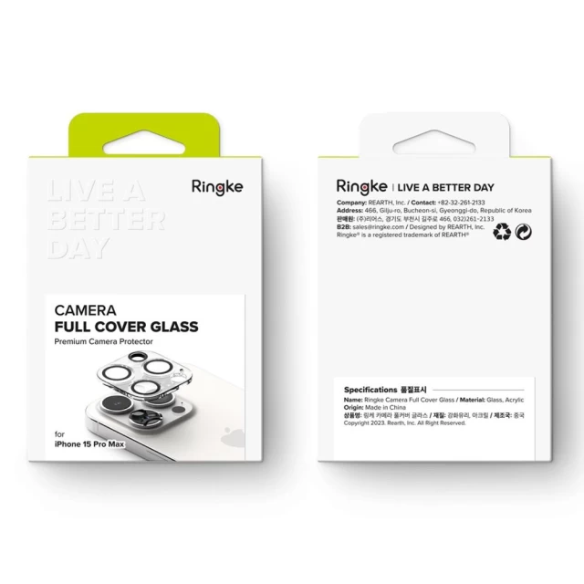 Захисне скло Ringke для камери iPhone 15 Pro Max Camera Frame Protector (2 pack) Clear (8809919309578)