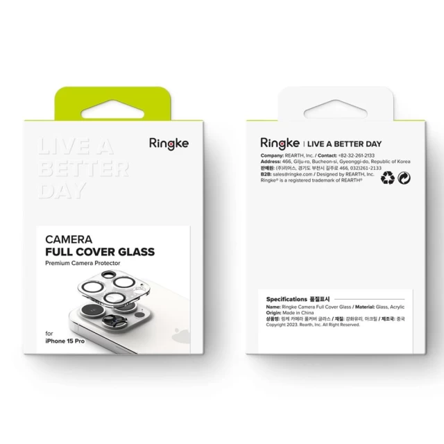 Защитное стекло Ringke для камеры iPhone 15 Pro Camera Frame Protector (2 pack) Clear (8809961781056)