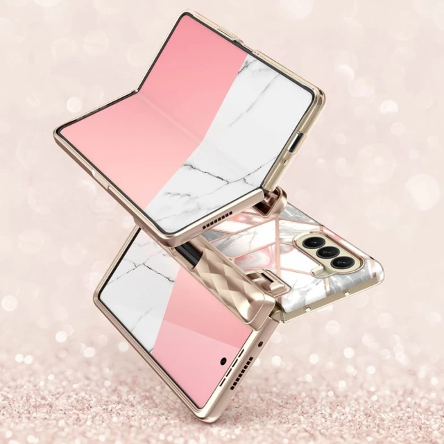Чехол и защитное стекло Supcase Cosmo Pen для Samsung Galaxy Fold5 (F946) Marble Pink (843439137721)