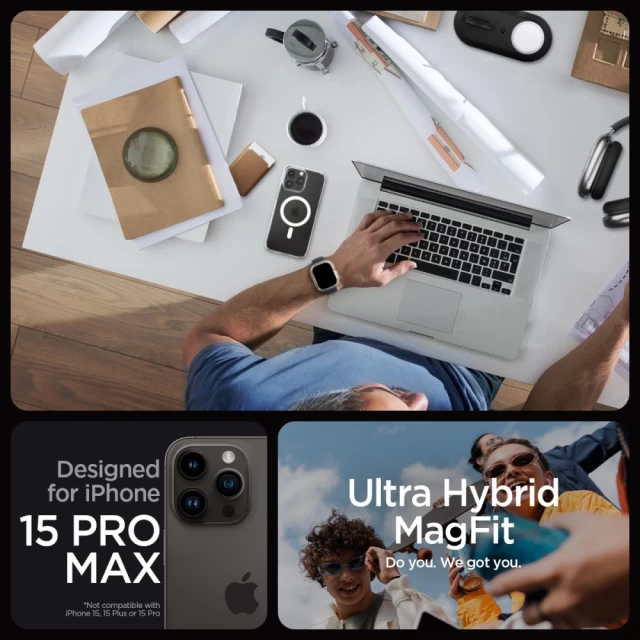 Чехол Spigen Ultra Hybrid для iPhone 15 Pro Max Frost Clear with MagSafe (ACS06580)