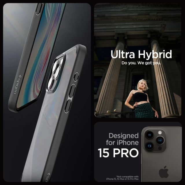Чохол Spigen Ultra Hybrid для iPhone 15 Pro Frost Black (ACS06709)