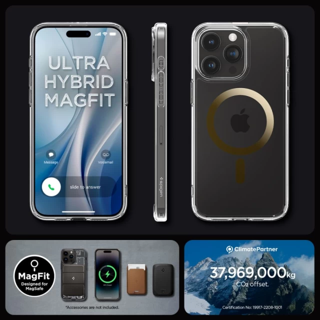 Чохол Spigen Ultra Hybrid для iPhone 15 Pro Gold with MagSafe (ACS06718)