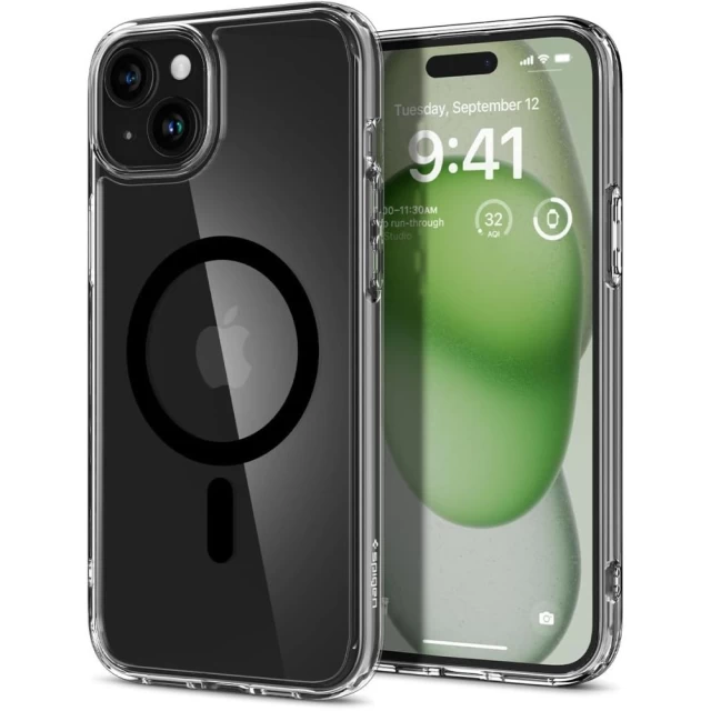 Чехол Spigen Ultra Hybrid для iPhone 15 Plus Black with MagSafe (ACS06661)