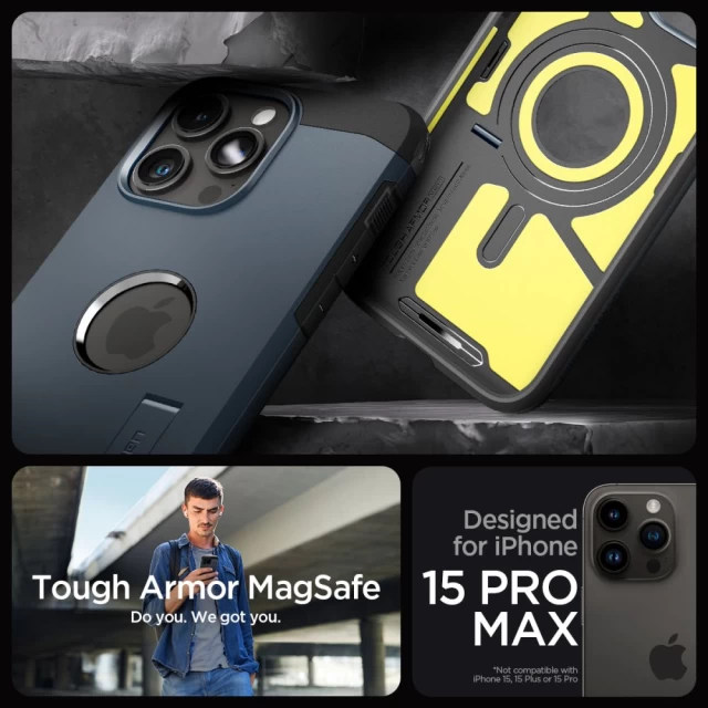 Чохол Spigen Tough Armor для iPhone 15 Pro Max Metal Slate with MagSafe (ACS06595)