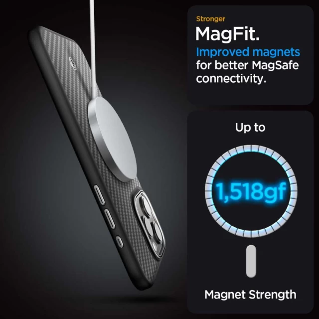 Чехол Spigen Enzo Aramid для iPhone 15 Pro Matte Black with MagSafe (ACS07045)
