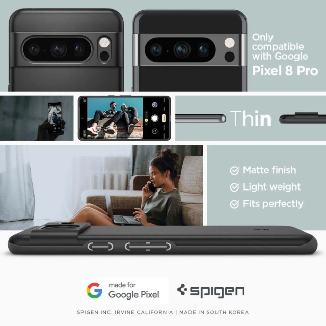 Чехол Spigen Thin Fit для Google Pixel 8 Pro Black (ACS06325)