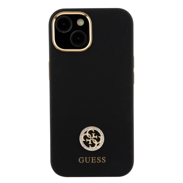 Чохол Guess Silicone Logo Strass 4G для iPhone 15 Black (GUHCP15SM4DGPK)