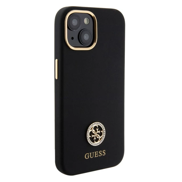 Чехол Guess Silicone Logo Strass 4G для iPhone 15 Black (GUHCP15SM4DGPK)