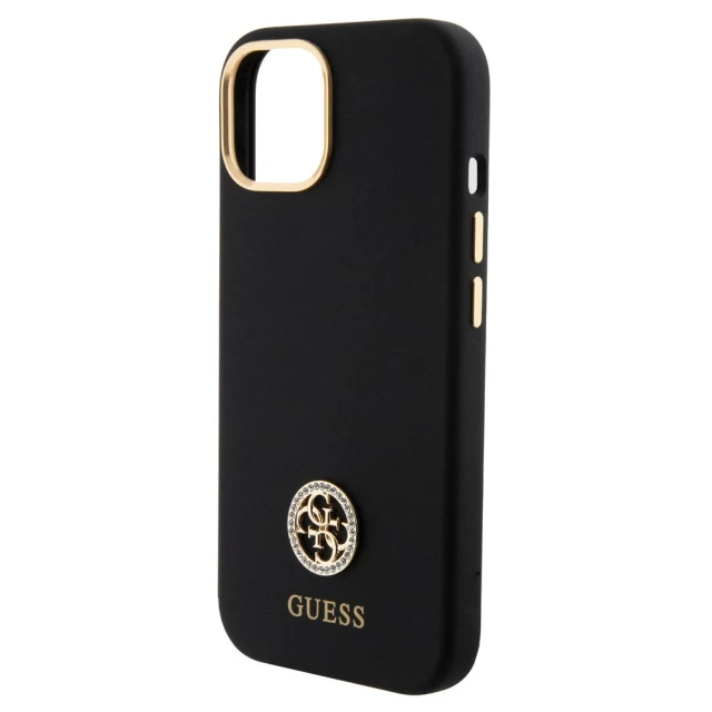 Чехол Guess Silicone Logo Strass 4G для iPhone 15 Black (GUHCP15SM4DGPK)
