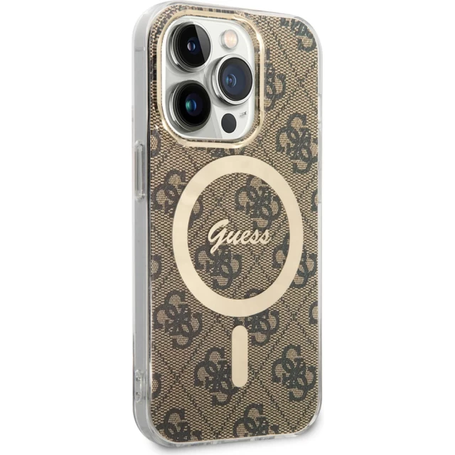 Чохол Guess IML 4G для iPhone 15 Pro Brown with MagSafe (GUHMP15LH4STW)