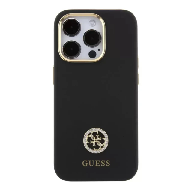 Чохол Guess Silicone Logo Strass 4G для iPhone 15 Pro Max Black (GUHCP15XM4DGPK)