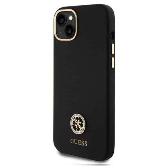 Чохол Guess Silicone Logo Strass 4G для iPhone 15 Plus Black (GUHCP15M4DGPK)