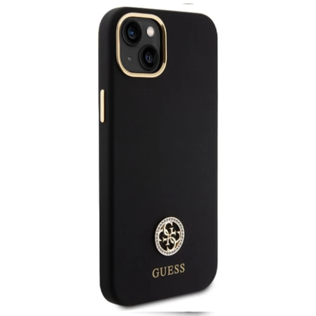 Чохол Guess Silicone Logo Strass 4G для iPhone 15 Plus Black (GUHCP15M4DGPK)