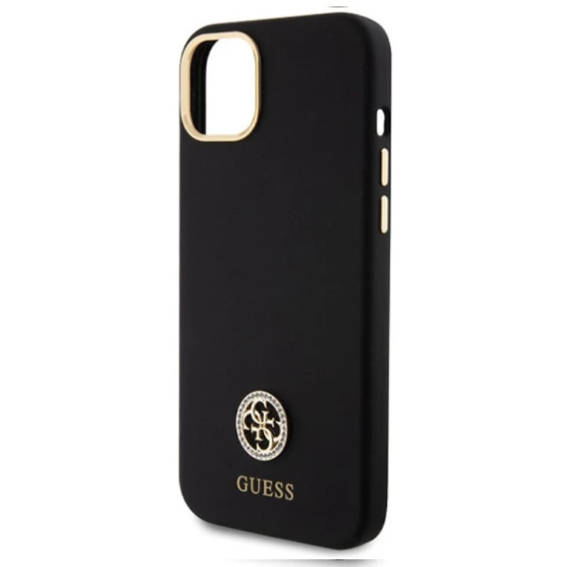 Чехол Guess Silicone Logo Strass 4G для iPhone 15 Plus Black (GUHCP15M4DGPK)