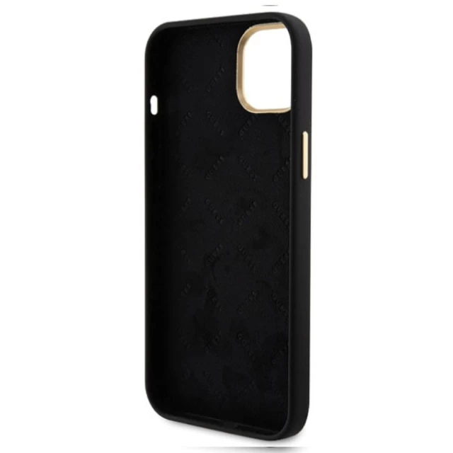 Чехол Guess Silicone Logo Strass 4G для iPhone 15 Plus Black (GUHCP15M4DGPK)