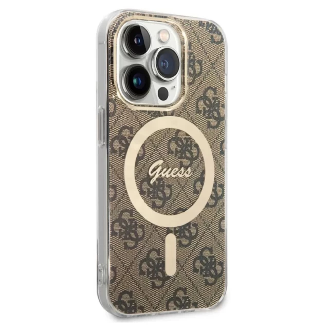 Чохол Guess IML 4G для iPhone 15 Pro Max Brown with MagSafe (GUHMP15XH4STW)
