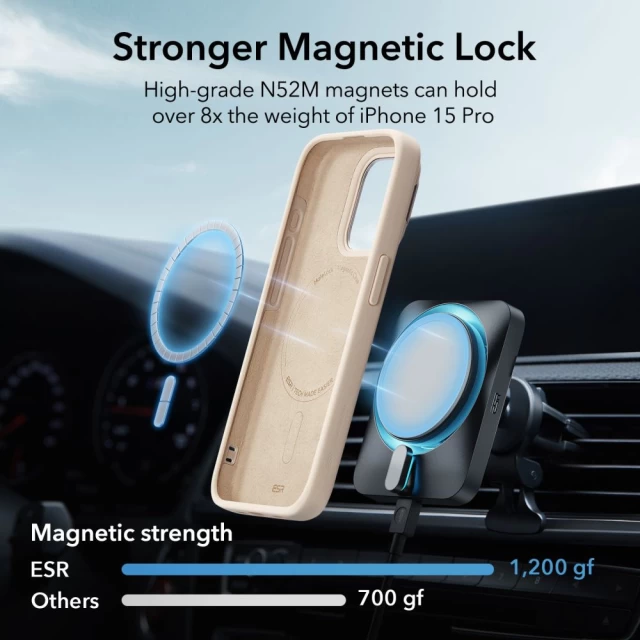 Чохол ESR Cloud Kickstand Halolock для iPhone 15 Pro Beige with MagSafe (4894240178577)