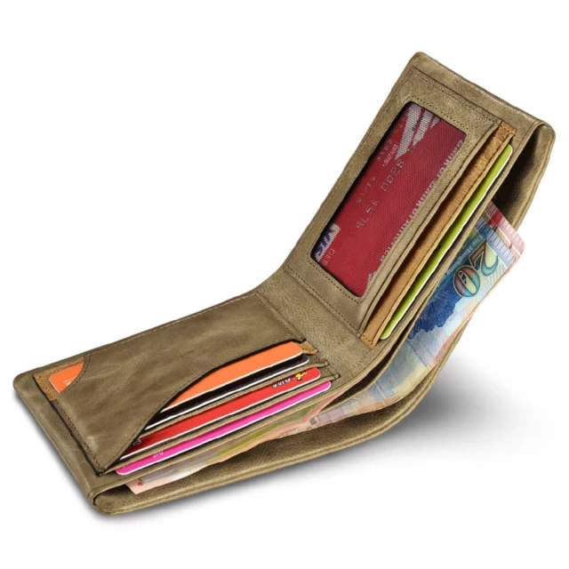 Шкіряний гаманець iCarer Khaki (RIQB005-90452-2-GG)