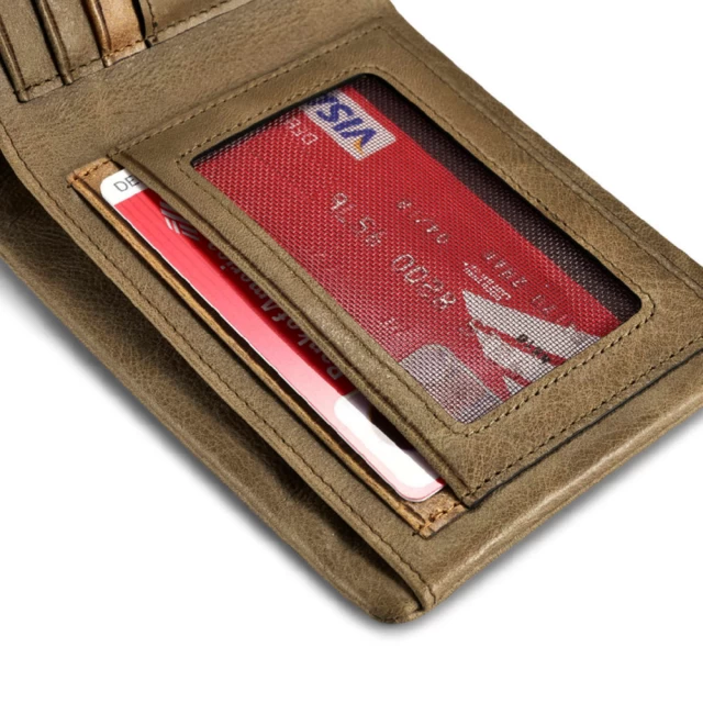 Шкіряний гаманець iCarer Khaki (RIQB005-90452-2-GG)