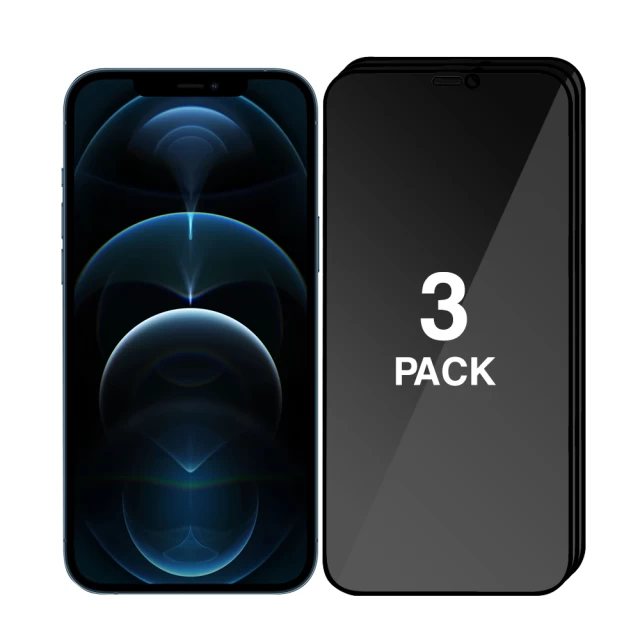 Комплект захисного скла PRIVACY Upex Anti-Peeping Full-Screen для iPhone 12 mini Black (3 pack)