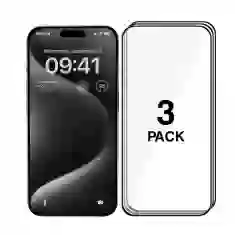 Комплект захисного скла Upex 6D для iPhone 15 Pro Black (3 pack)