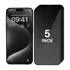 Комплект защитного стекла PRIVACY Upex Anti-Peeping Full-Screen для iPhone 15 Pro Black (5 pack)