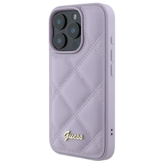 Чехол Guess Quilted Metal Logo для iPhone 16 Pro Light Purple (GUHCP16LPSQSQSU)