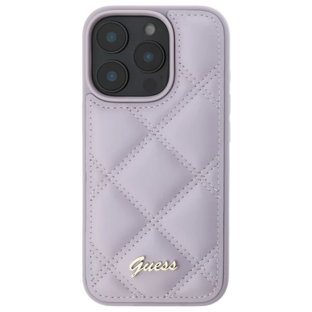 Чехол Guess Quilted Metal Logo для iPhone 16 Pro Light Purple (GUHCP16LPSQSQSU)