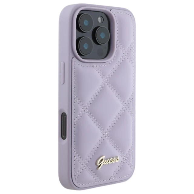 Чехол Guess Quilted Metal Logo для iPhone 16 Pro Light Purple (GUHCP16LPSQSQSU)