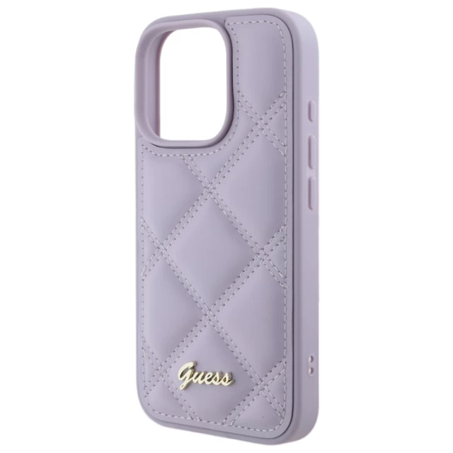 Чехол Guess Quilted Metal Logo для iPhone 16 Pro Light Purple (GUHCP16LPSQSQSU)