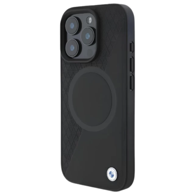 Чехол BMW Signature Leather Half Textured & Circle для iPhone 16 Pro Black with MagSafe (BMHMP16L23RTPK)