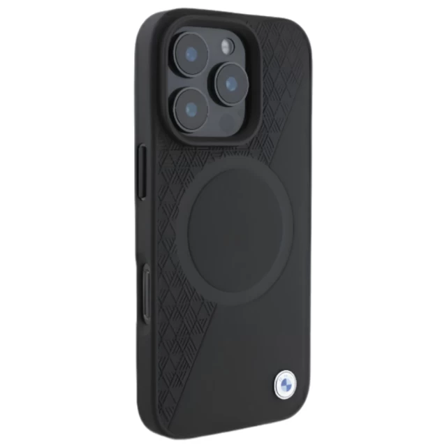 Чехол BMW Signature Leather Half Textured & Circle для iPhone 16 Pro Black with MagSafe (BMHMP16L23RTPK)