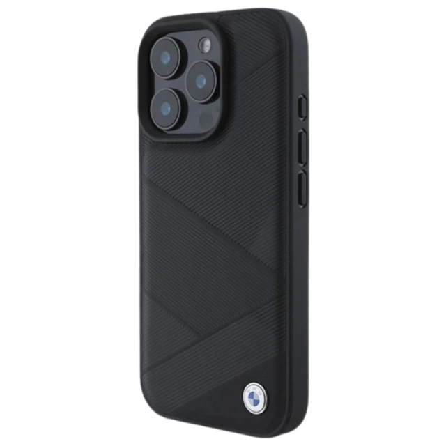 Чехол BMW Signature Leather Crossing Lines Pattern для iPhone 16 Pro Black (BMHCP16L23RCGPK)