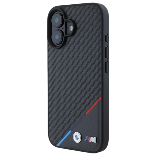 Чехол BMW Carbon Tricolor Line для iPhone 16 Plus Black with MagSafe (BMHMP16M23PUDTK)