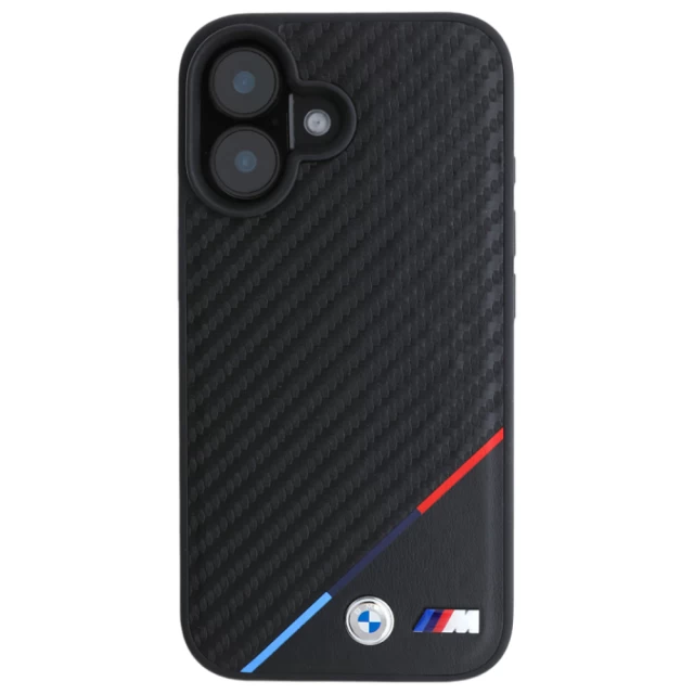 Чехол BMW Carbon Tricolor Line для iPhone 16 Plus Black with MagSafe (BMHMP16M23PUDTK)