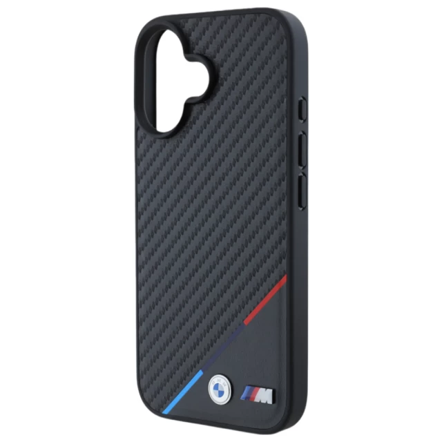 Чехол BMW Carbon Tricolor Line для iPhone 16 Plus Black with MagSafe (BMHMP16M23PUDTK)