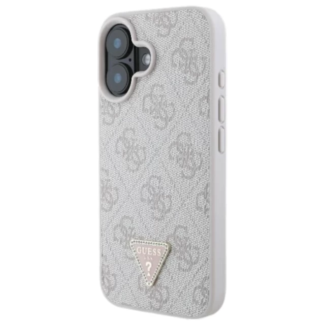 Чехол Guess Leather 4G Triangle Strass для iPhone 16 Plus Pink (GUHCP16MP4TDPP)