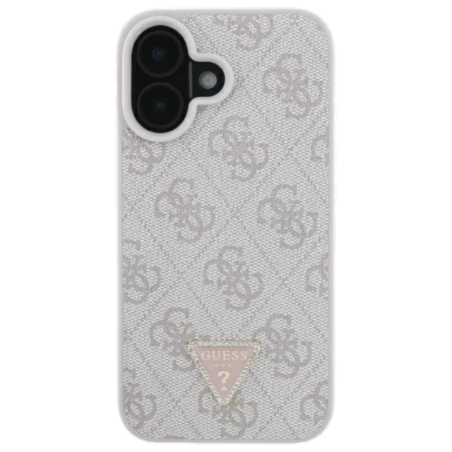 Чехол Guess Leather 4G Triangle Strass для iPhone 16 Plus Pink (GUHCP16MP4TDPP)