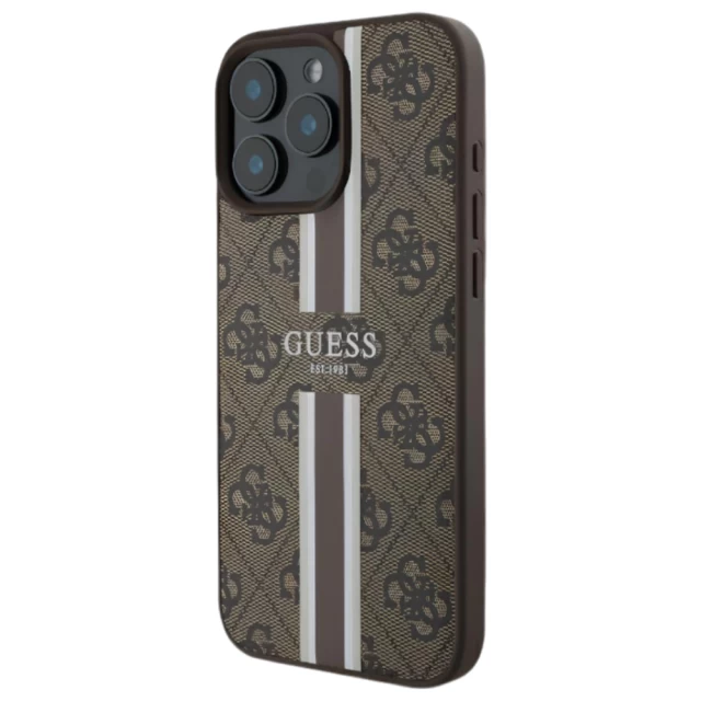 Чехол Guess 4G Printed Stripes для iPhone 16 Pro Brown with MagSafe (GUHMP16LP4RPSW)